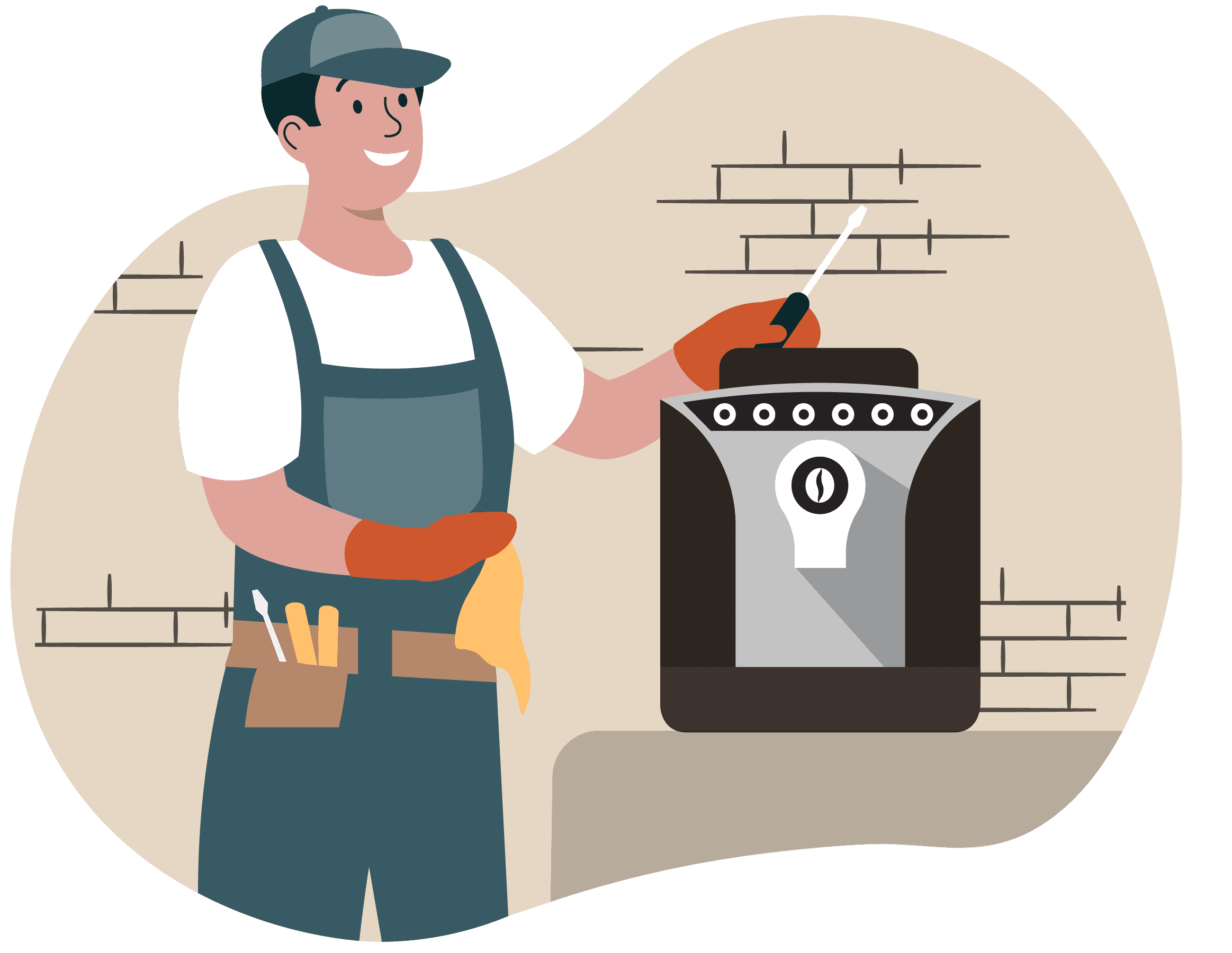 Der Handwerker Meister repariert den Kaffeevollautomaten