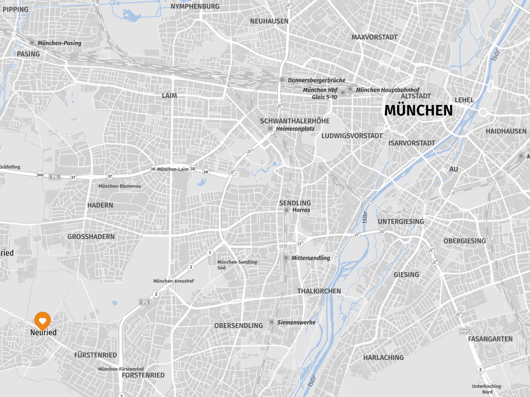 Kartenansicht unseres Standorts in München